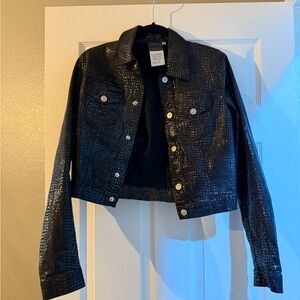 Versace Black Textured Jean Jacket